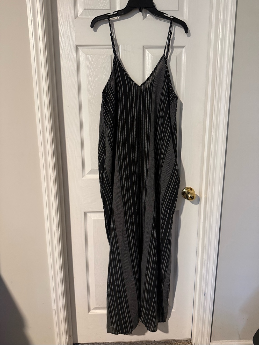 Elan Black Striped Maxi Slip Dress